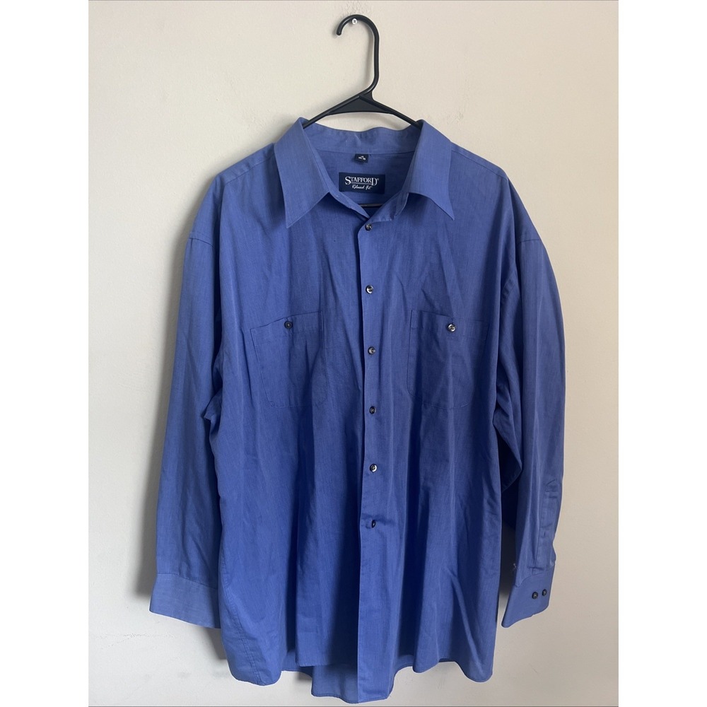 Stafford Men's Relaxed Fit Blue Long Sleeve Shirt 18 34/35